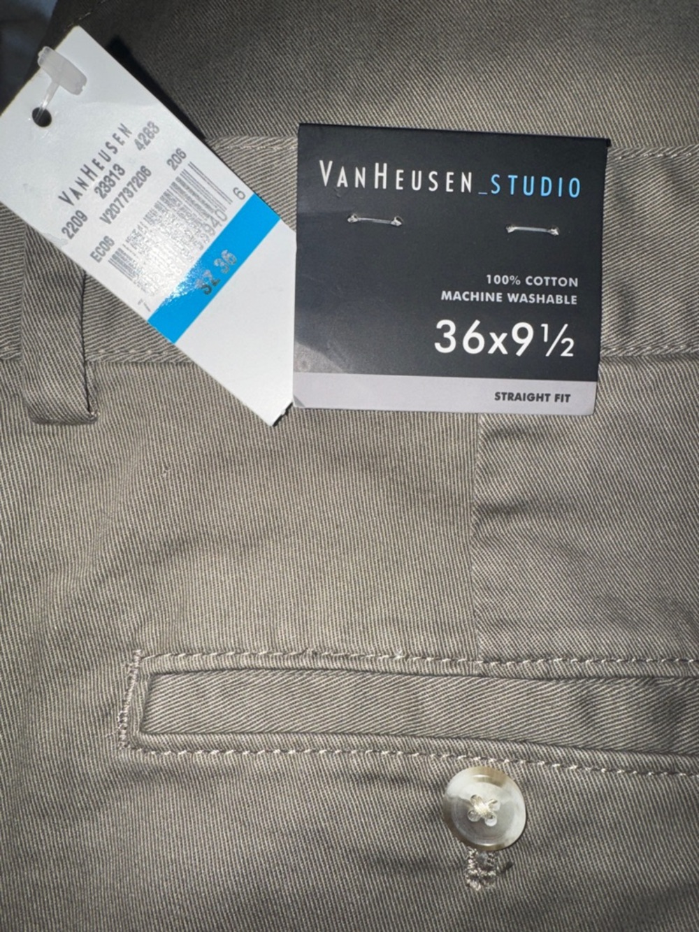 Van Heusen Studio Straight Fit Twill Chino Shorts‎ Green 36x9.5 2209 23313